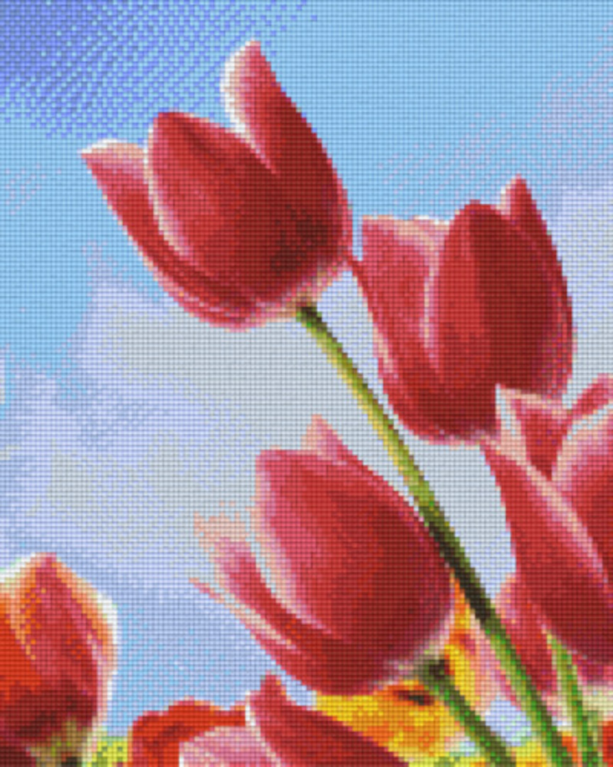 Red Tulips Nine [9] Baseplates PixelHobby Mini- mosaic Art Kit image 0